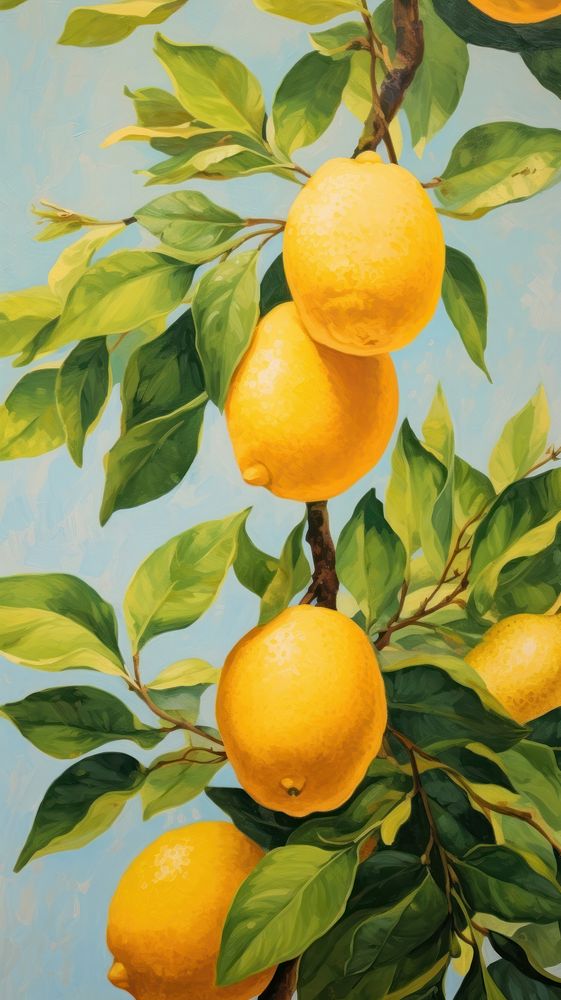  Lemon backgrounds painting fruit. 