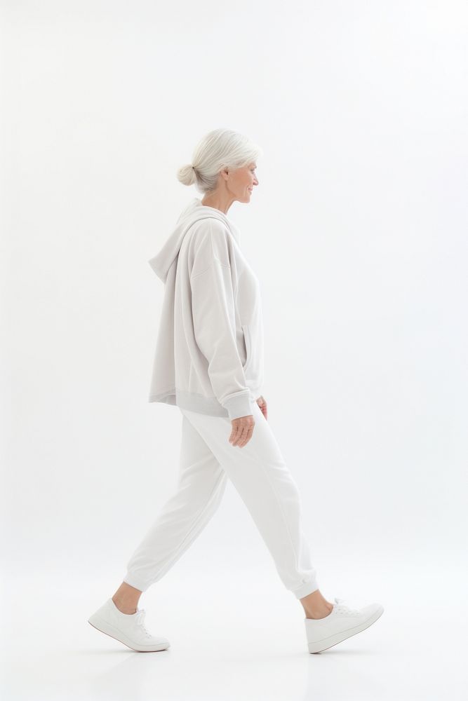 A senior woman walking footwear standing.