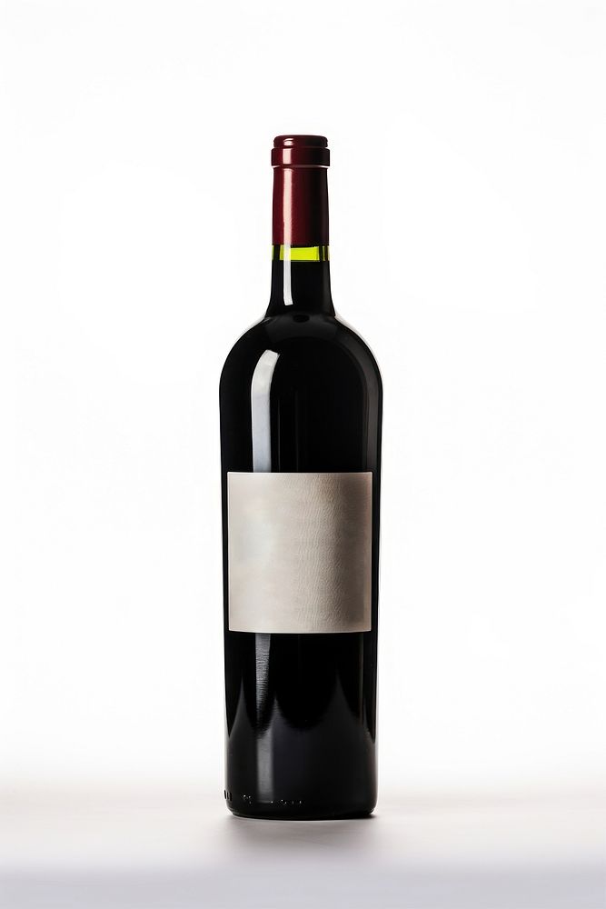 A bottle of wine drink white background refreshment. AI generated Image by rawpixel.