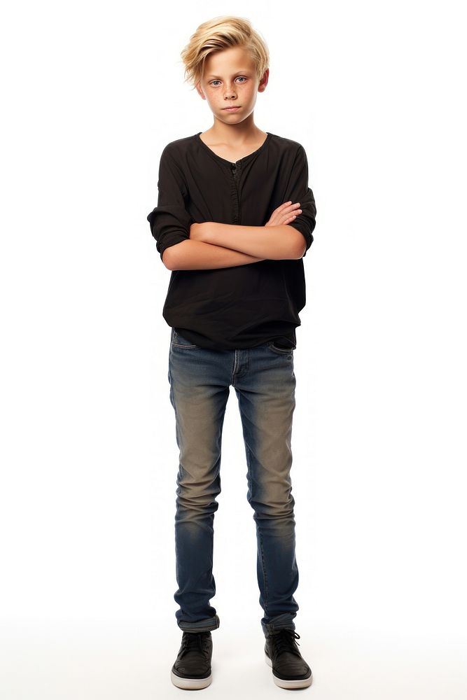 A school kid standing footwear portrait. AI generated Image by rawpixel.