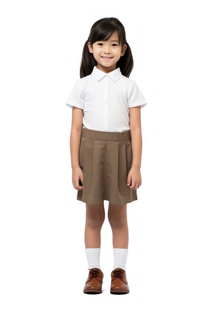 A school kid miniskirt standing costume. AI generated Image by rawpixel.