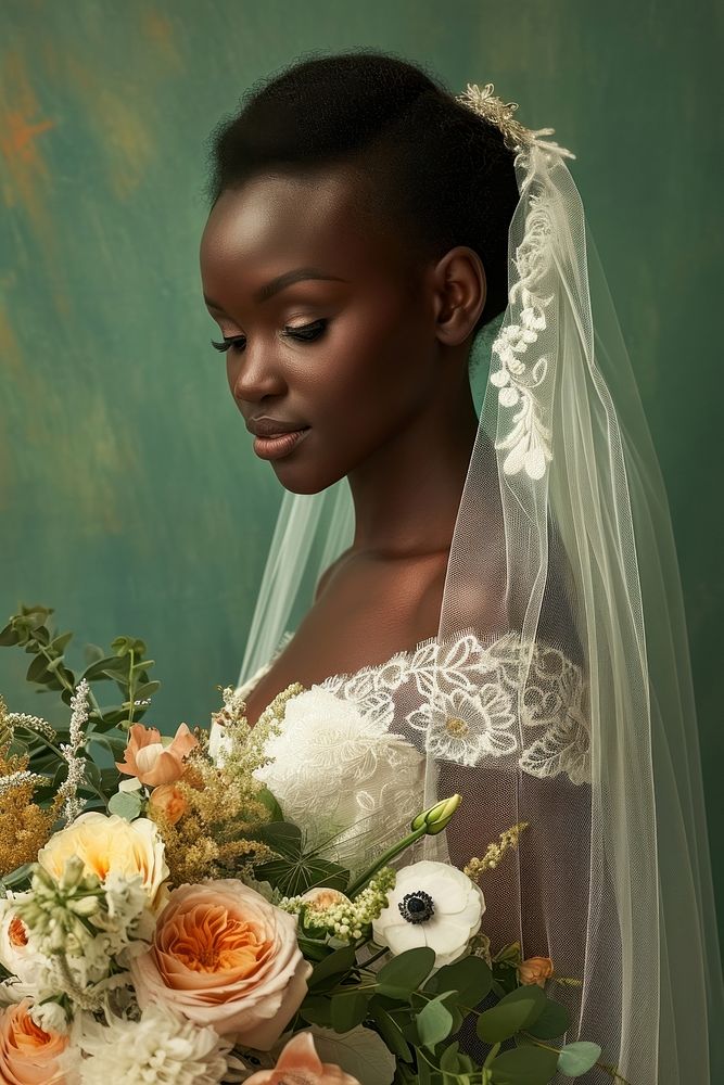 African women portrait wedding flower.