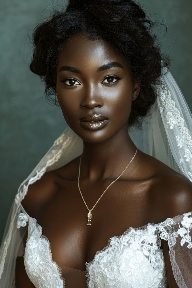 African women portrait wedding dress.