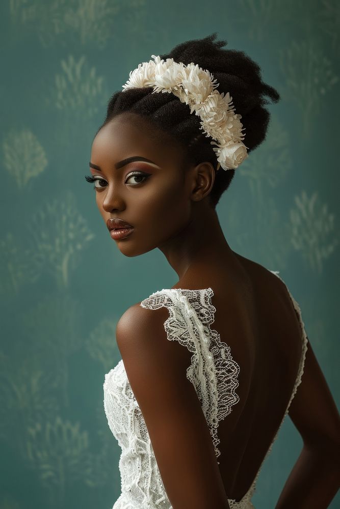 African women portrait wedding dress.