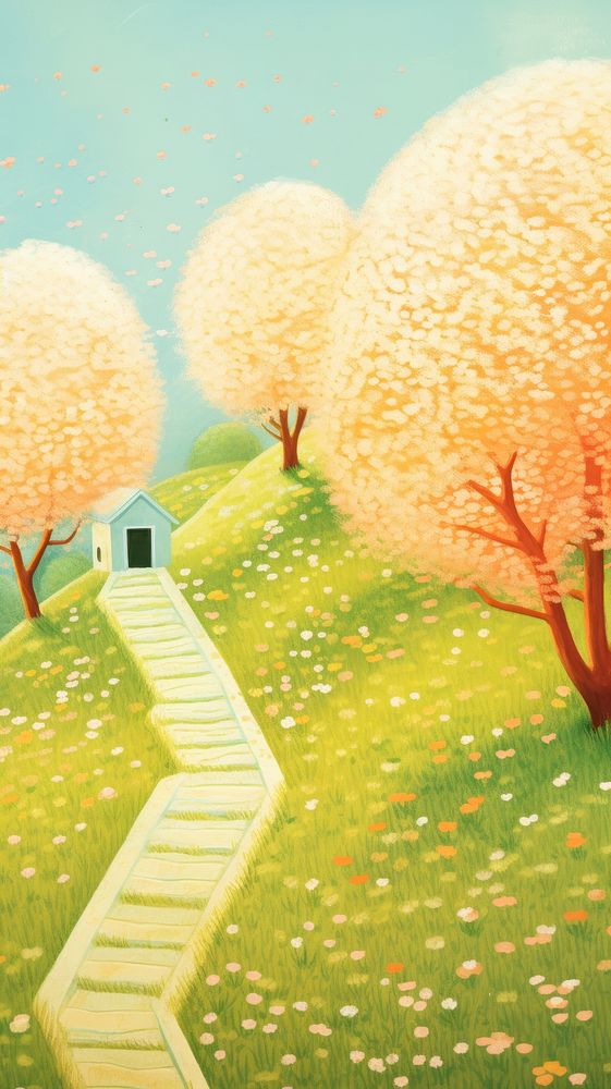  Spring landscape outdoors painting. AI generated Image by rawpixel.