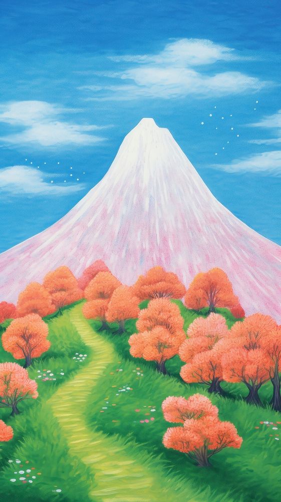  Apls mountain with flowers landscape outdoors painting. AI generated Image by rawpixel.