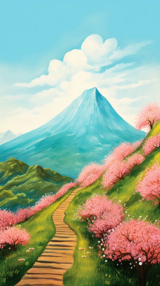 Apls mountain with flowers landscape outdoors painting. AI generated Image by rawpixel.