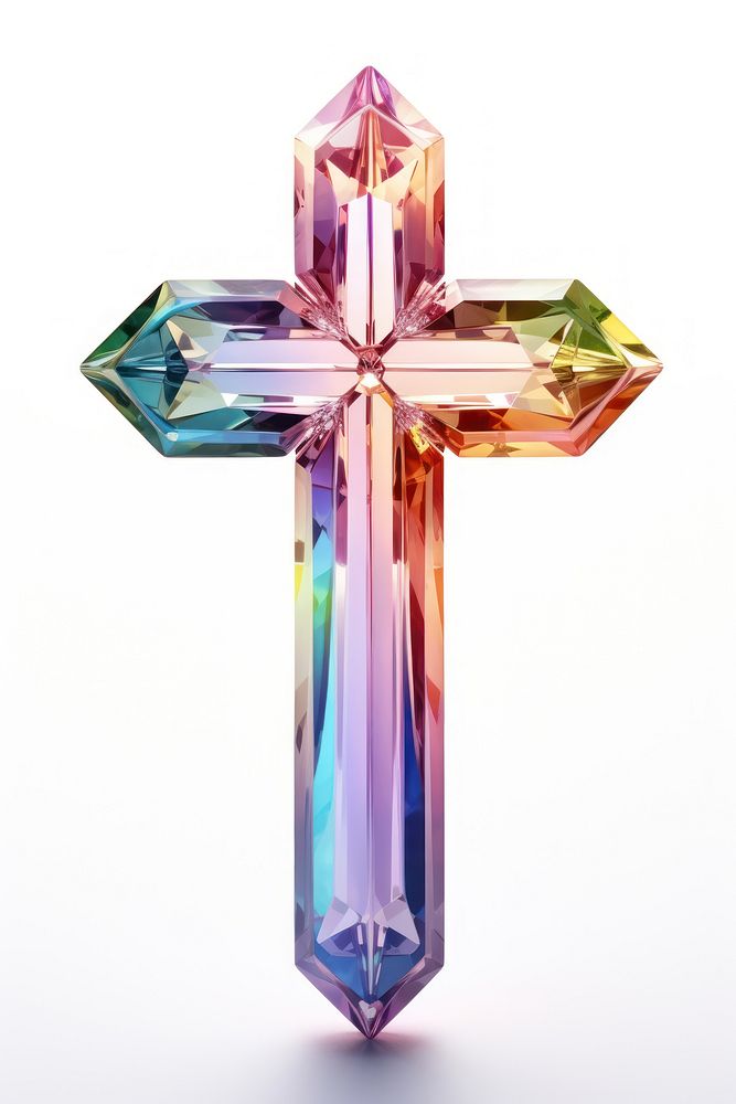Rainbow holy cross gemstone crucifix jewelry.