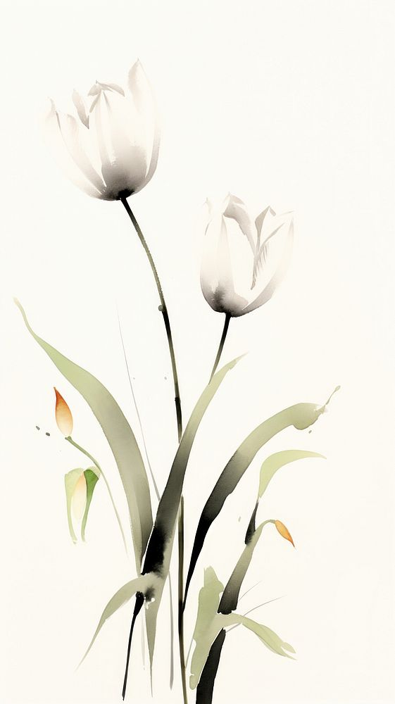 Tulips flower plant white.