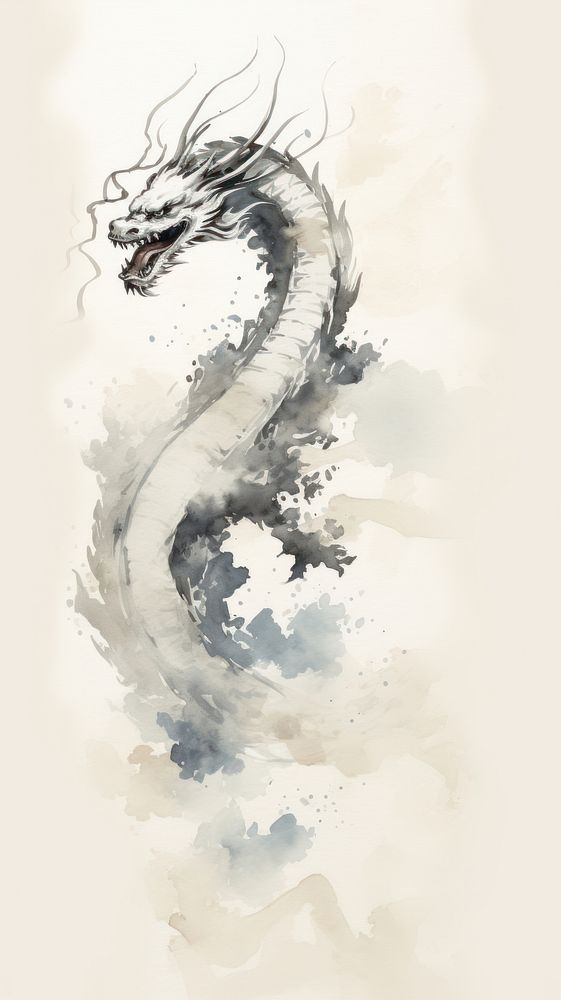Drawing sketch dragon ink.