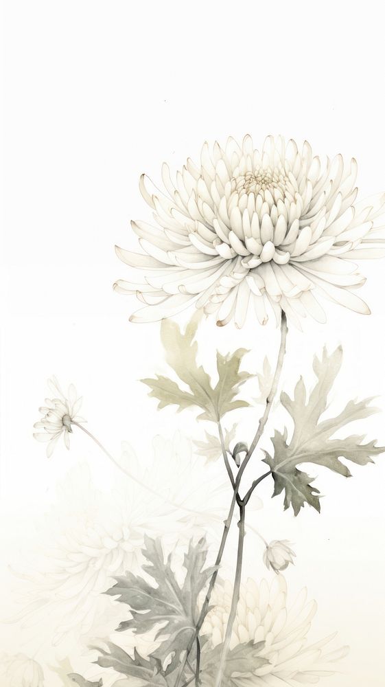 Flower chrysanths drawing sketch.
