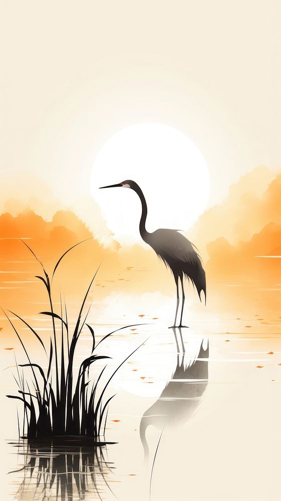 Crane in lake outdoors animal nature.