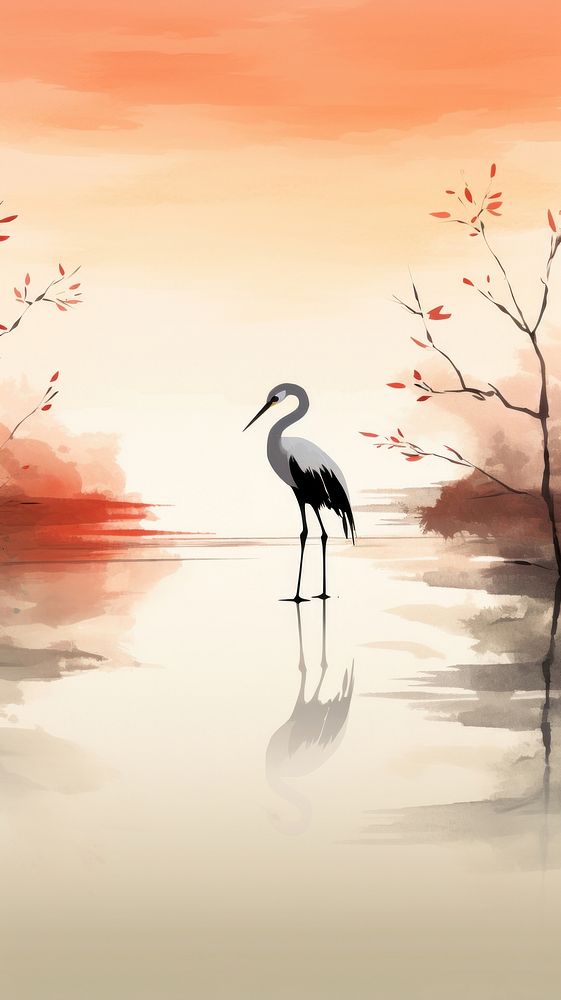 Crane in lake sunset animal bird.