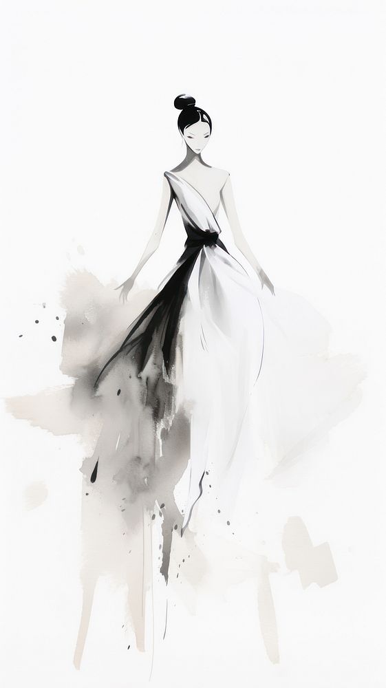 Painting fashion drawing sketch.