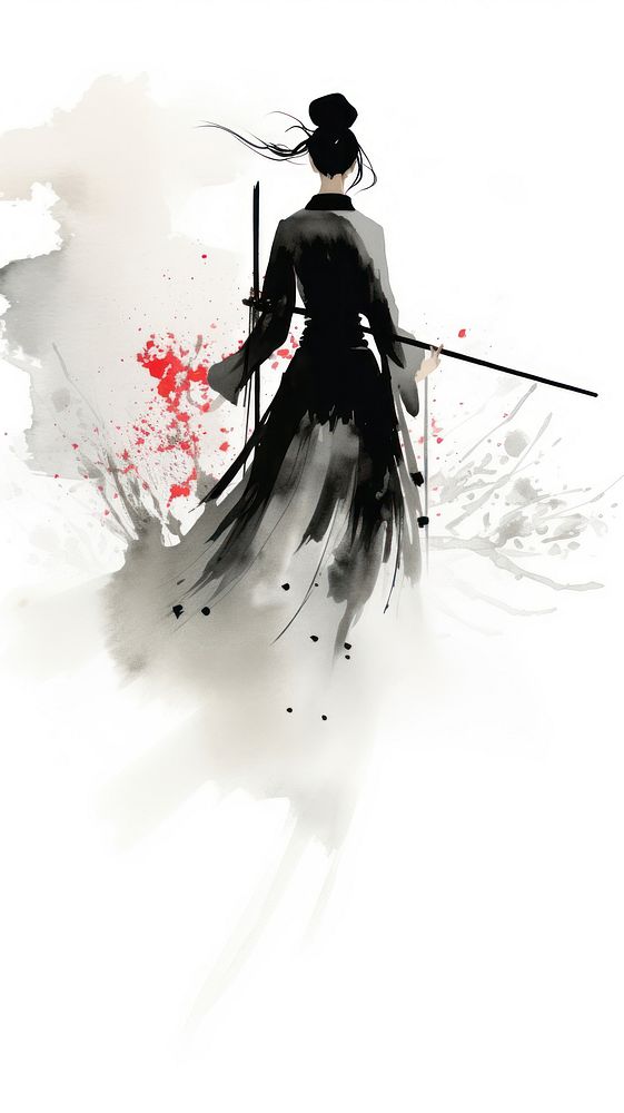 Samurai female adult splattered.