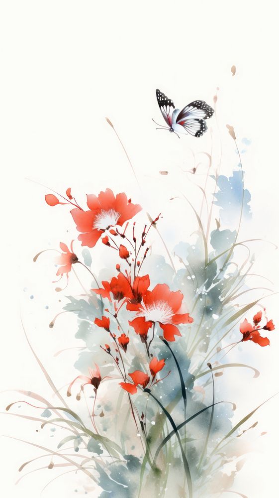 Flowers with butterfly painting pattern plant.