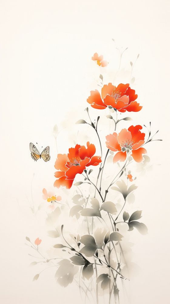 Flowers with butterfly painting pattern petal.