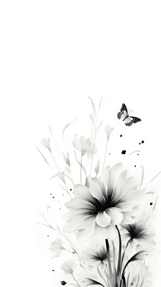 Flowers with butterfly backgrounds pattern drawing.