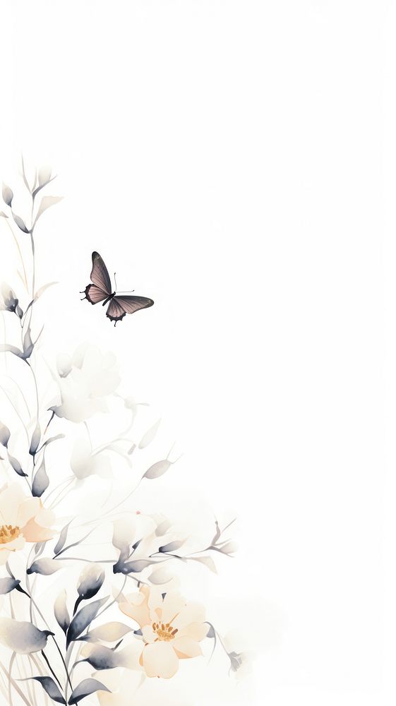 Flowers with butterfly pattern animal white.