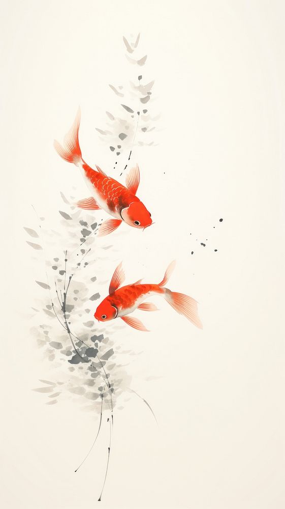 Japanese koi fish goldfish animal splattered.