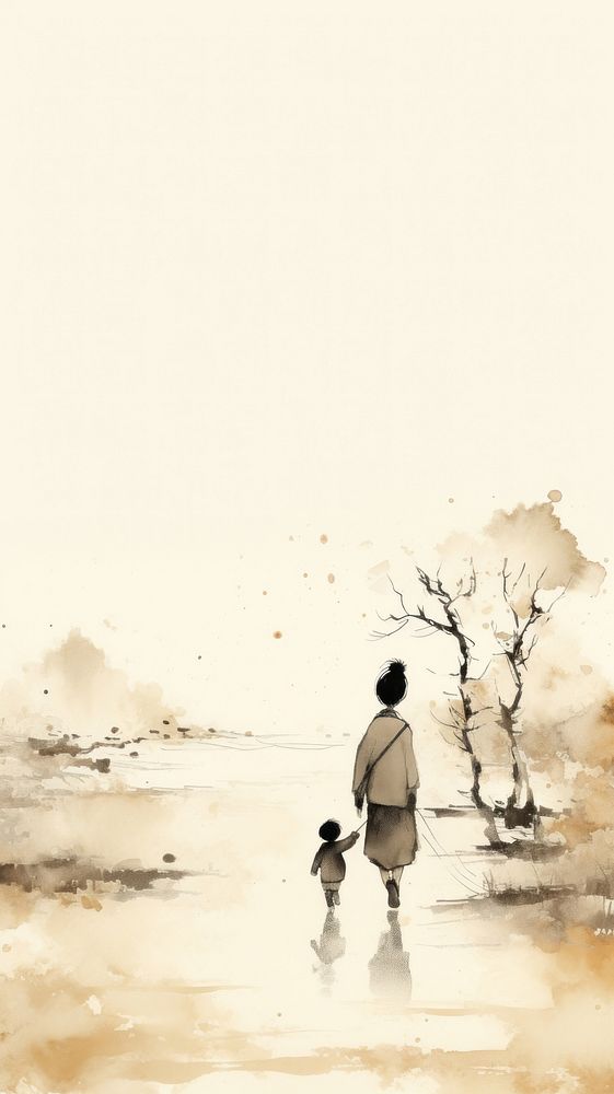 Walking silhouette outdoors painting.