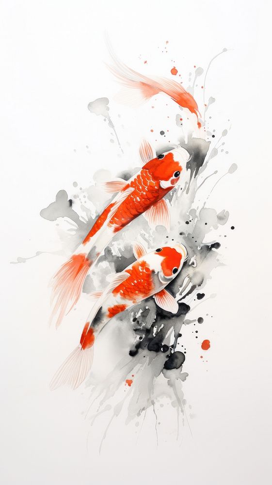 Fish koi painting animal.