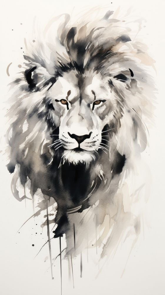 Lion painting drawing mammal.