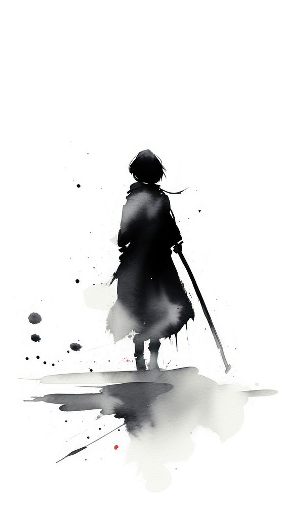 Silhouette samurai white paint.