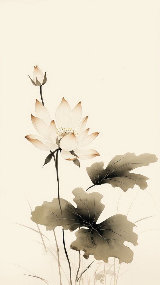 Lotus flower painting plant petal.