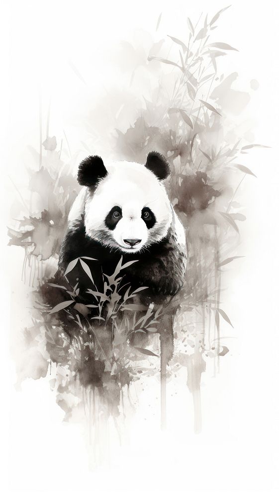 Panda in bamboo forrest wildlife animal mammal.