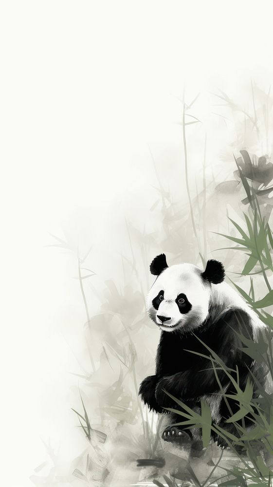 Panda in bamboo forrest wildlife animal mammal.