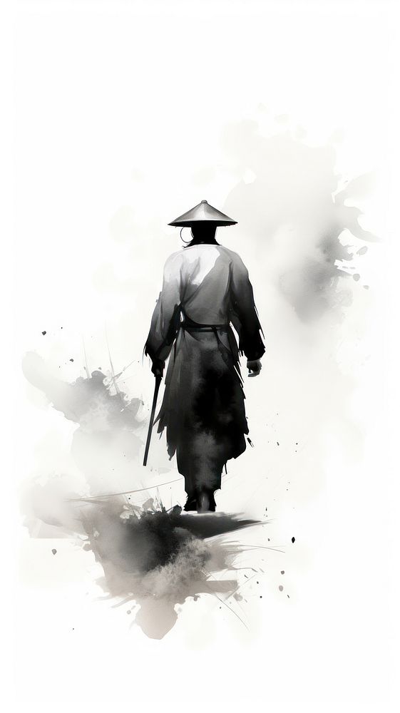 Silhouette samurai adult ink.