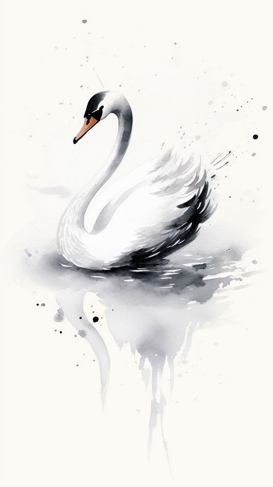Bird swan painting animal.