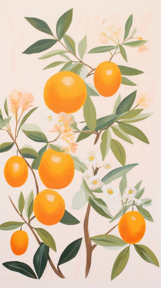 Orange garden grapefruit painting plant. AI generated Image by rawpixel.