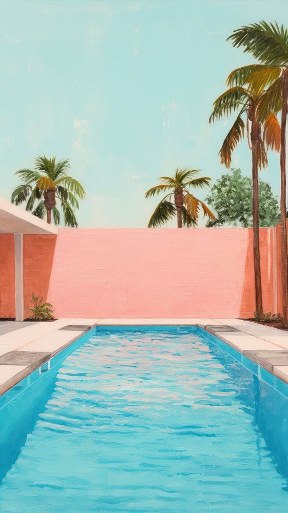 Swimming pool aesthetic architecture painting outdoors. AI generated Image by rawpixel.
