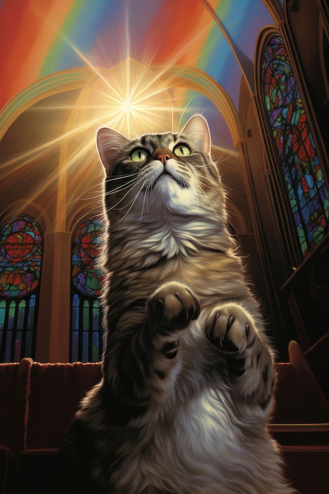A cat in church mammal animal pet.