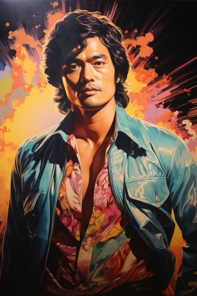 An asian man model art portrait painting.