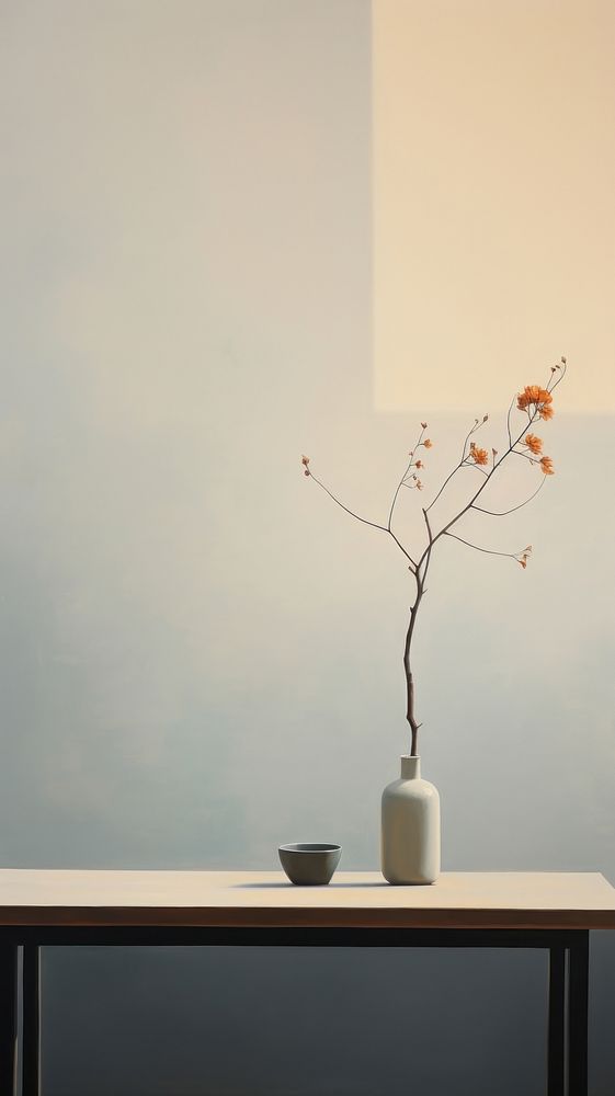 A flower plant on the table next to the window with sky background furniture houseplant windowsill.