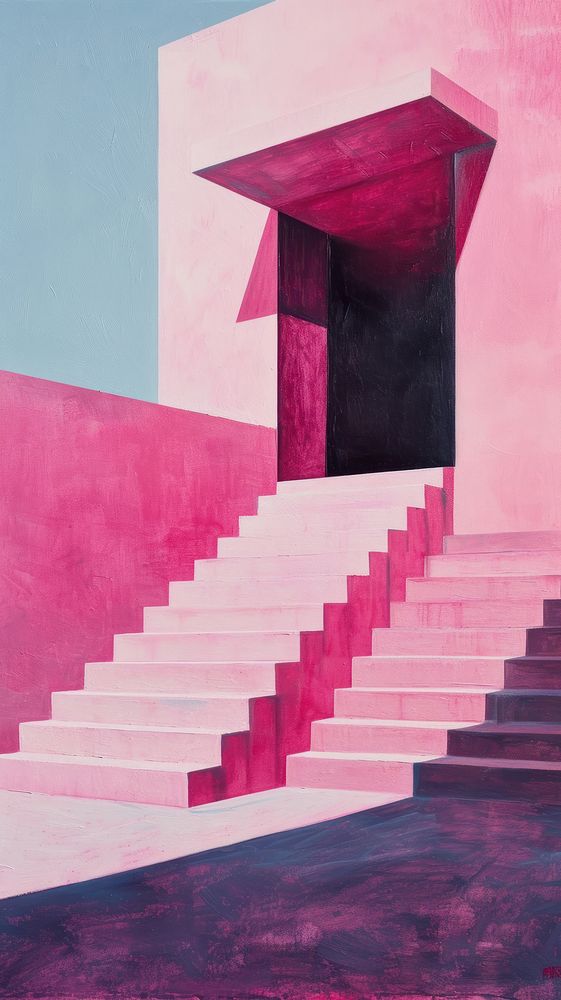 Architecture painting staircase art.