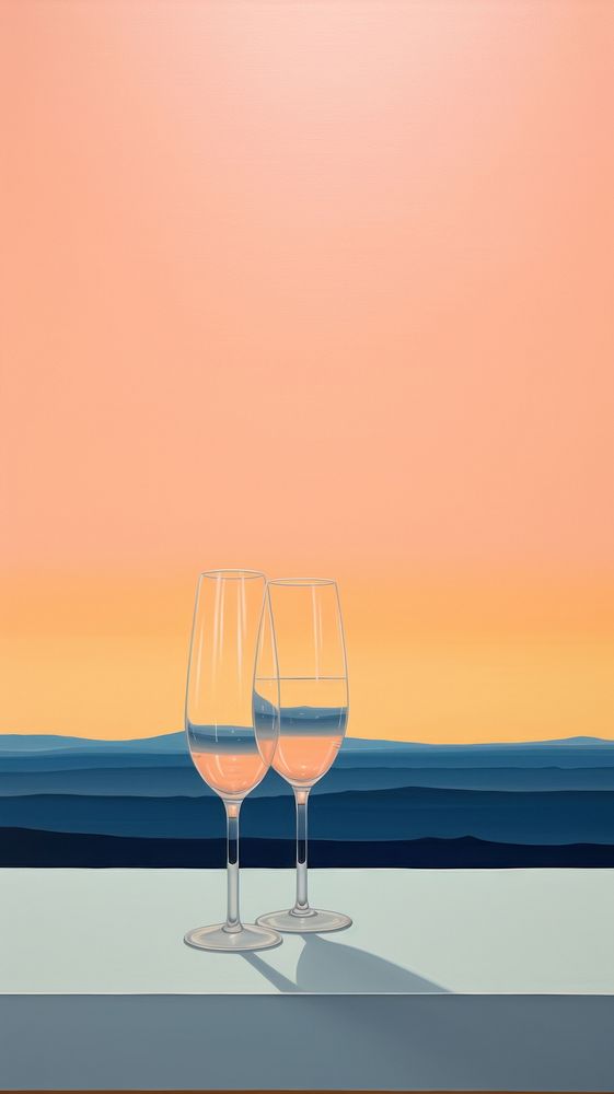 Champagne sunset nature glass.