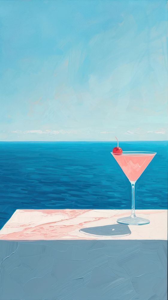 Cocktail painting outdoors martini.