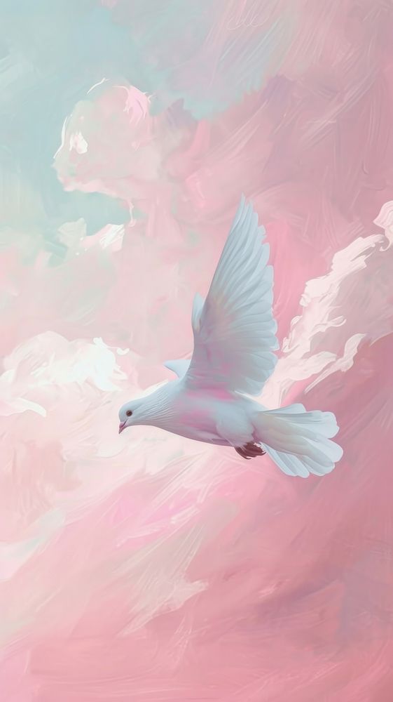 Painting flying bird dove.