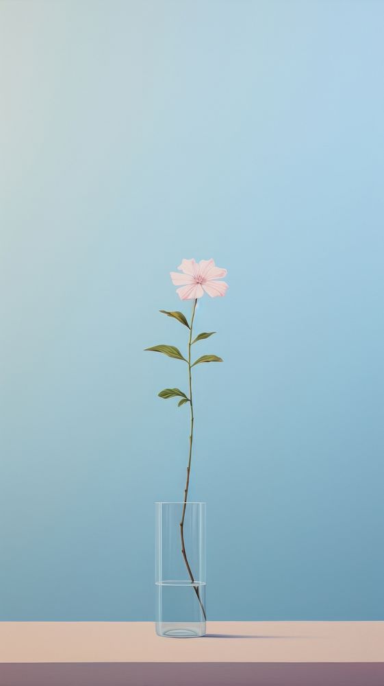 Flower in the air and pastel sky painting plant vase.