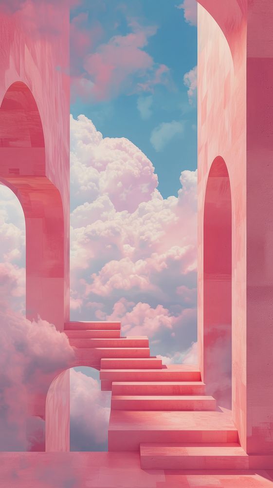 Architecture staircase painting sky.