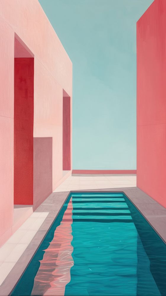 Architecture painting pool swimming pool.
