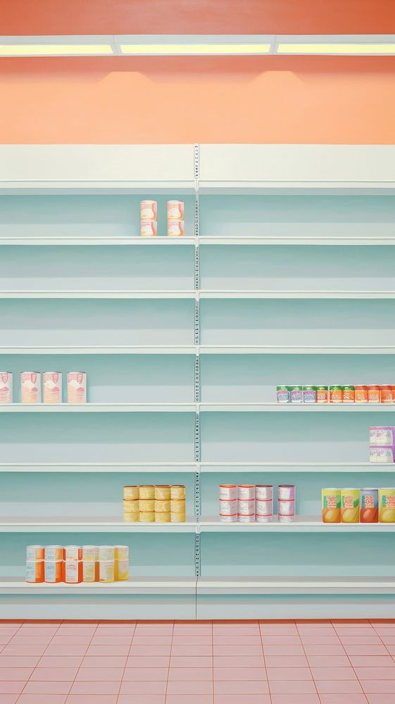 Shelves in the supermarket shelf architecture arrangement.