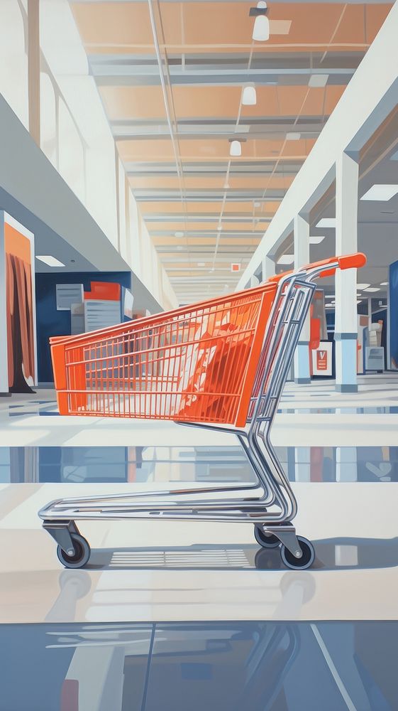 Shopping cart supermarket architecture consumerism.