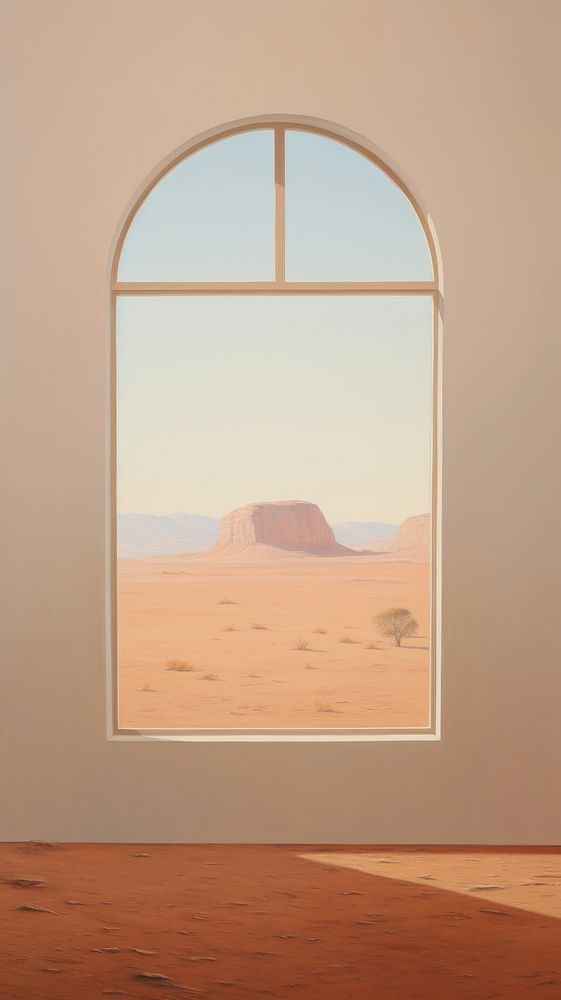 The window with desert background architecture painting nature.