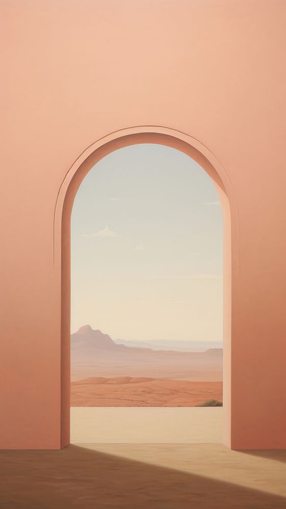 The window with desert background architecture painting tranquility.