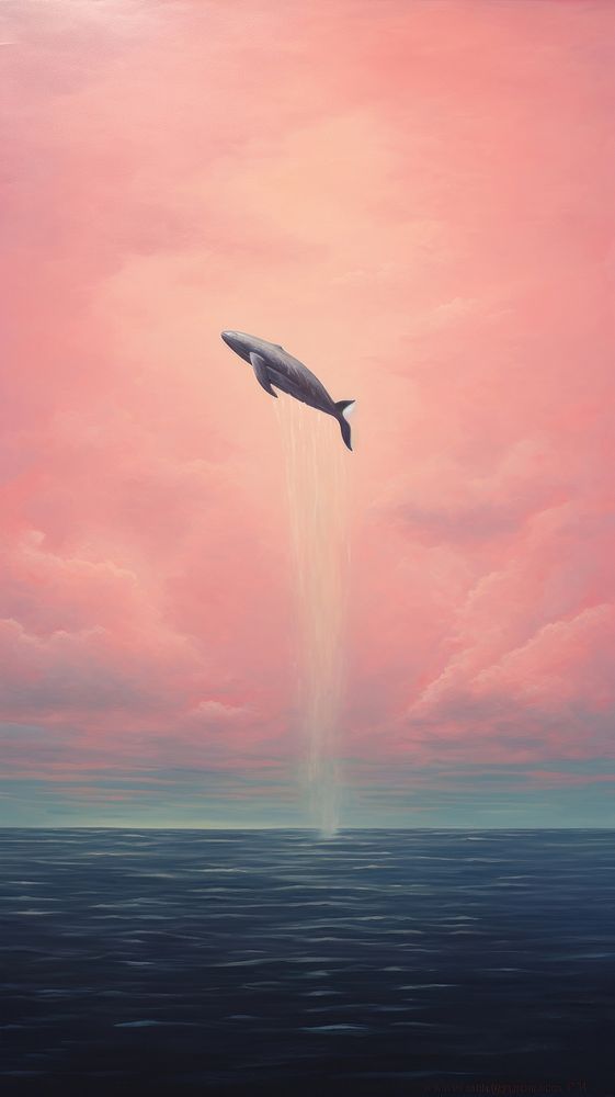 Whale in the aesthetic sky dolphin flying fish.